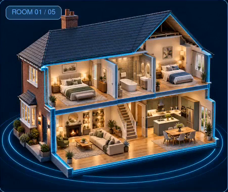 Illustrative cutaway house